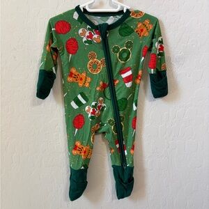 Green Holiday Print Baby One-Piece Pajamas